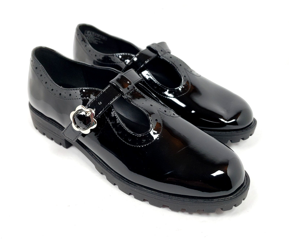 GAP Kids Girls Size 5Y True Black T-Strap Chunky Buckle Mary Jane Shoes